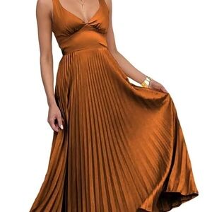 DVBTGRN satin bridesmaid dresses in burnt orange